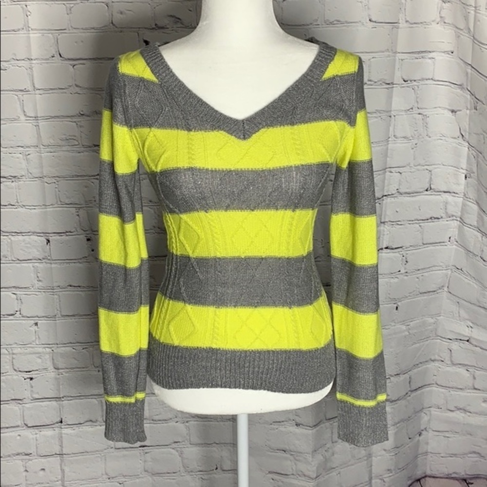 Yellow & Grey stripped sweater size small